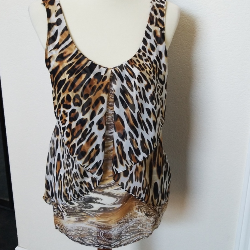 Layered animal print top
